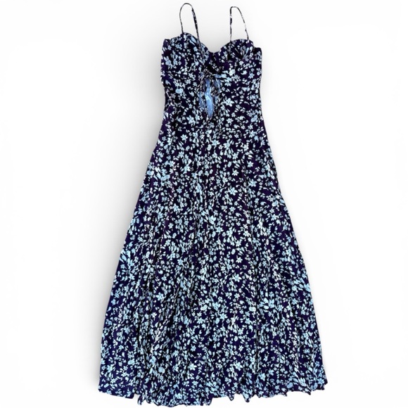 Free People Under the Moonlight Maxi Dress Navy Blue Floral Maxi Dress Blue 6 - Picture 8 of 9